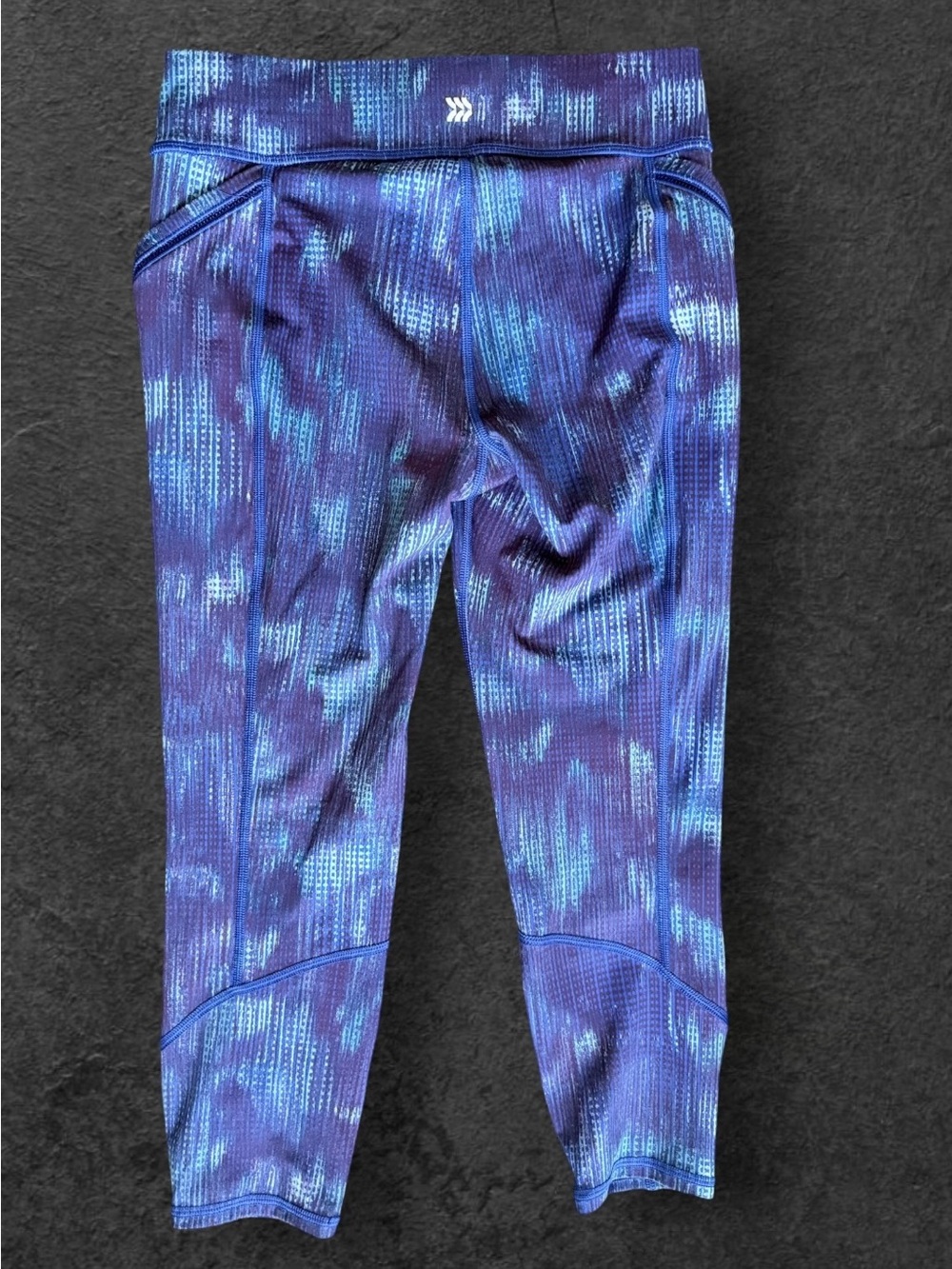 All in Motion Girls XL 14/16 Capri Leggings Blue Purple Athletic Pockets